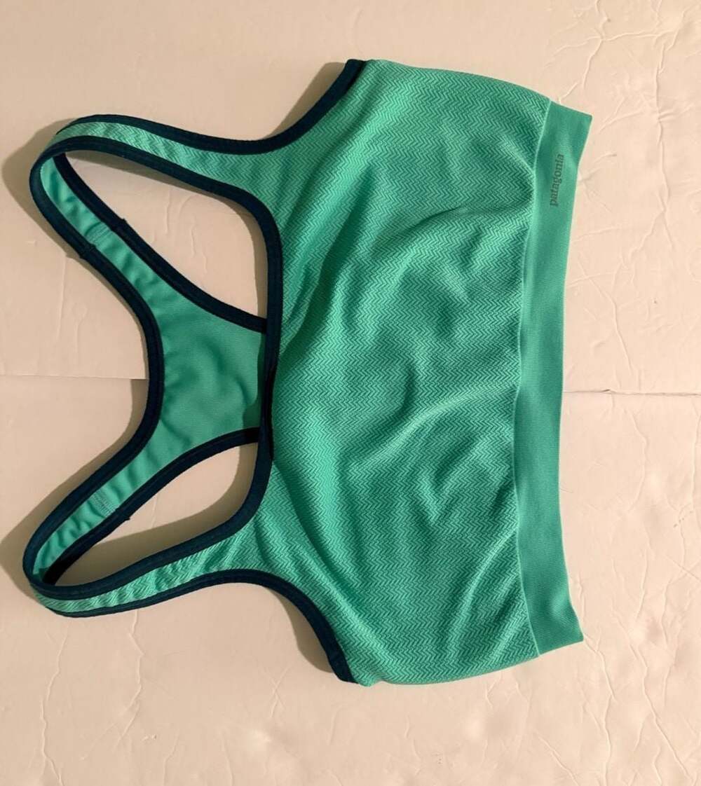 Patagonia Chevron Zig Zag Seamless Sports Bra Racerback Mint Green XL